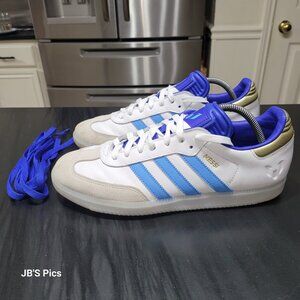 Adidas Samba Men's Size 9.5 MESSI White Royal Blue Gold Soccer Sneakers ID3550